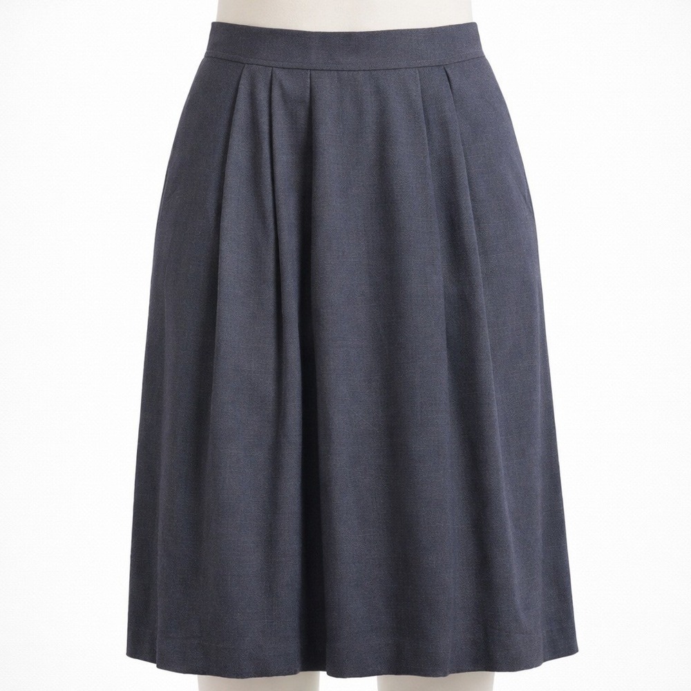 Vtg Austin Hill Pleated Midi Skirt Size S Navy Blue Dark Preppy Academia Ivy USA